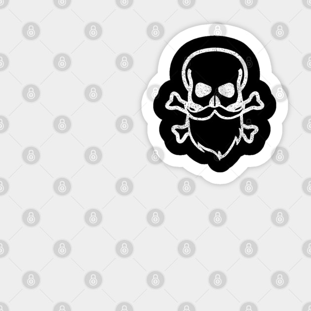 Skull and Beard Pocket Logo - White Sticker by Tatted_and_Tired